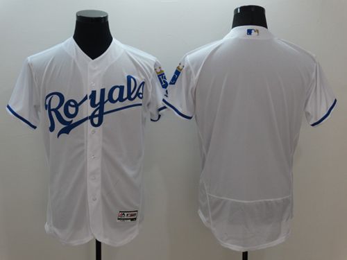 Royals Blank White Flexbase Authentic Collection Stitched MLB Jersey - Click Image to Close
